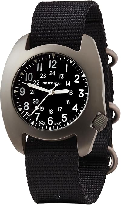 BERTUCCI 42 mm Titanium Field Watch - D-3T RETROFORM EpicTM - Black dial, Black Nylon Band - 17015