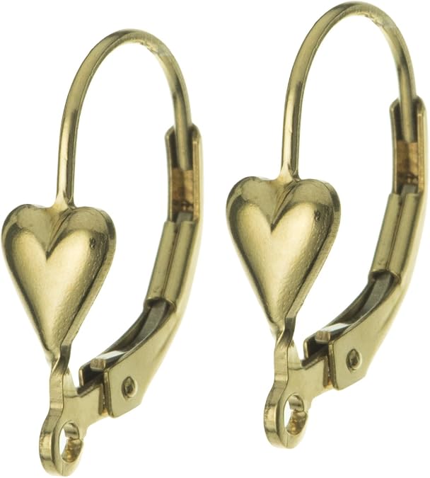 Sterling Silver/ 14k Gold Filled Love Heart Ear Wire Leverback Earwires Lever Back Clip Earring Connector With Open Ring