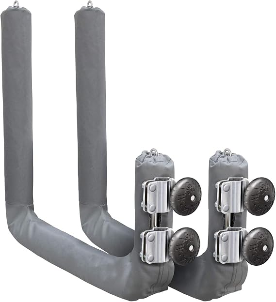 Magma R10-626-20 Kayak & SUP Rack, Round Rail Mount, Stainless Steel, 20" | Secure kayak & paddle board storage for boats. Round rail mount, padded arms, quick-release, adjustable. Durable construction