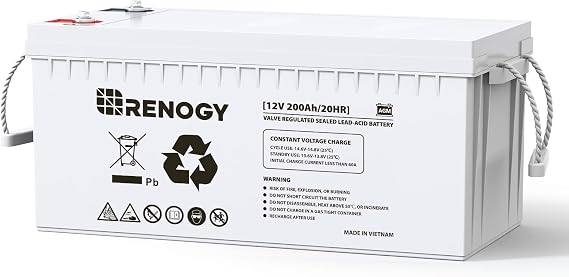 Renogy 12 Volt 200Ah Deep Cycle AGM Battery, Lead Acid Solar Battery