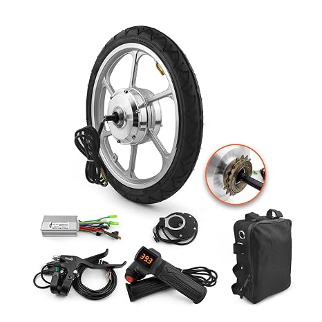 L-faster DIY 350W 16 Inch Bicycle Rear Drive Brushless Gear DC Hub Motor Wheel with Throttle Handle Controller (36V with tire)