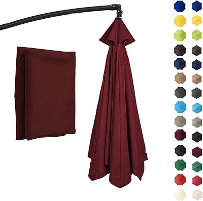 Replacement Parasol Canopy, 2m2.7m300cm, Sun Umbrella Replacement Cloth, 6 Arms8 Arms Polyester UV Protection Market Table Umbrella Canopy, Parasol Umbrella Replacement CoverBurgundy,8 ribs-2.7m8