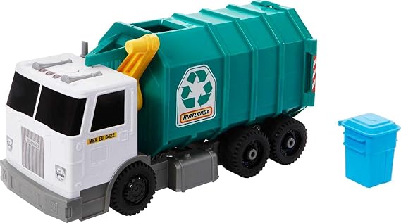 Matchbox 15-inch Recycling Truck, Lights & Sounds, Toy Cards for Kids Made from 80% ISCC-Certified Plastic
