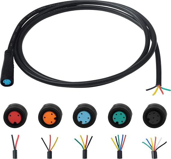Extension Cable 2Pin/3Pin/4Pin/5Pin/6Pin Waterproof Plug with A Single Connector for Electric Bicycle Light/Throttle/Ebrake/Display Ebike Parts