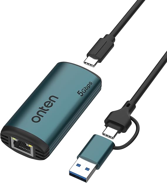 USB-C to Ethernet Adapter - 5Gbps High-Speed,USB-A to RJ45 5000Mbps Ethernet LAN Network Adapter Thunderbolt 4/3 Compatible, for iPhone 15 Pro/Max, MacBook Pro/Air 2023, iPad Pro,iMac and More(5G