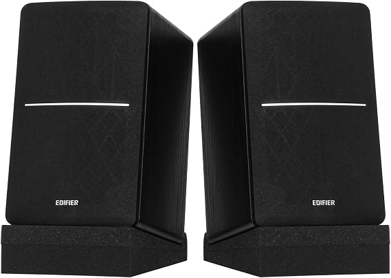 Edifier R1280DBs Active Bluetooth Bookshelf Speakers with SS5 Monitor Isolation Pads Bundle, Studio Speaker Set with Optical Input & High-Density Acoustic Foam Stands, Black