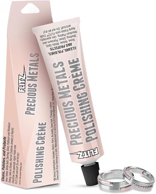 Flitz Precious Metals Polishing Creme - 1.76oz Tube of USA-Made Gold and Sterling Silver Jewelry Cleaner and Polish - Diamond Ring Cleaner to Remove and Protect Against Tarnish