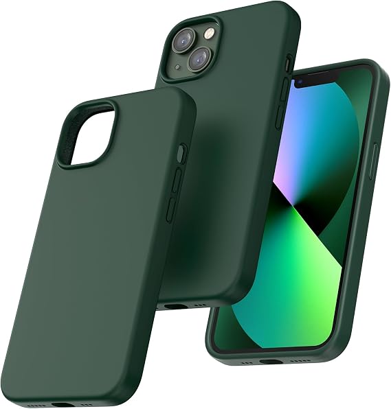 TOCOL for iPhone 13 Case, Slim Silicone Case for iPhone 13 6.1 Inch, Precise Fit, Anti-Slip, Drop Protection, Alpine Green
