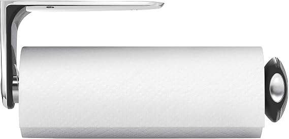 simplehuman Wall Mount Paper Towel Holder,Under-Cabinet or Wall Mounted Rack,Horizontal or Vertical Install,One-Handed Tear with Tension Spring,Quick-Release Knob,Brushed Stainless Steel,(Pack of 6)