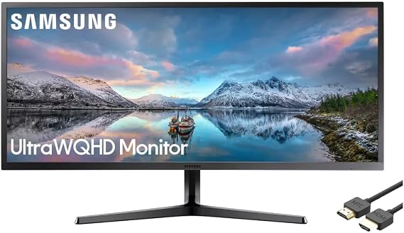 SAMSUNG 34" Class Ultrawide Monitor with 21:9 Wide Screen, LED WQHD(3,440 x 1,440) Display, 4ms Response, 75Hz, FreeSync, Display Port, HDMI, with MTC HDMI Cable