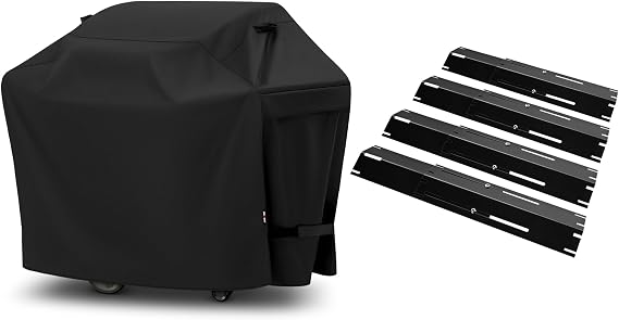 Unicook 55 Inch Grill Cover and 4 Pack Adjustable Grill Heat Plates Bundle