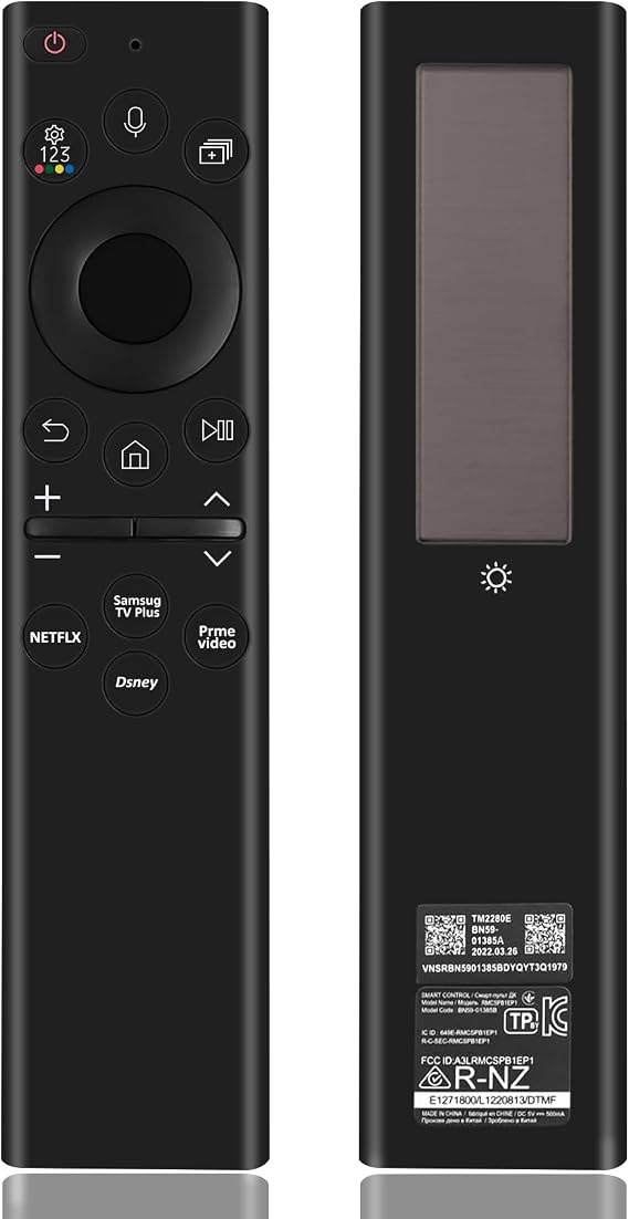 BN59-01385A TM2280E Fit for Samsung Remote Control for Smart TV 2021-2023 Crystal QLED Neo LED 4K TV Series, 85 inch |65 inch |55inch Series with Voice Rechargeable Solar Cell, 4 Shortcut Buttons