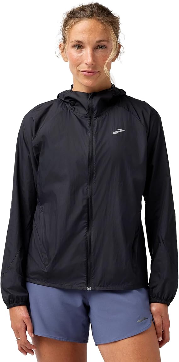 Brooks Women's Canopy Packable Jacket, Water Resistant UPF 50& Reflective