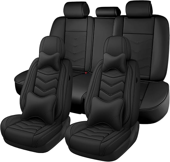 Car Seat Cover for Volvo V70 2000-2010, Seat Covers Full Set,Non-Slip Waterproof seat Cover,Wear-Resistant Nappa Leather car seat Covers. (Luxury 5 Seats/Pure Black)