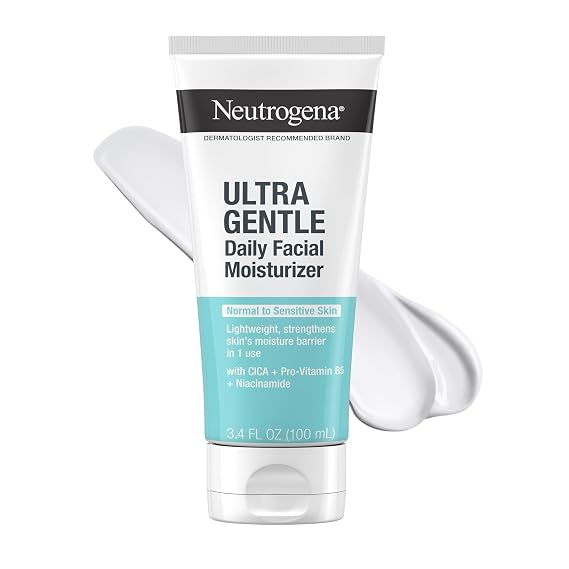 Neutrogena Ultra Gentle Daily Face Moisturizer, Fragrance-Free, 3.4 fl. oz | Suitable for Sensitive Skin, Vitamin B3, Pro-Vitamin B5, Vitamin E, Hydrating Moisturizer