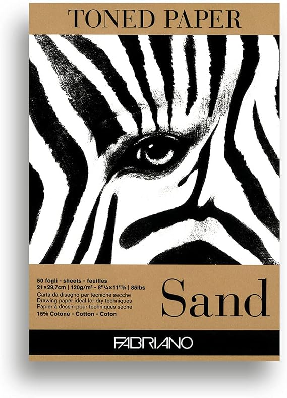Fabriano Toned Paper Pad, 85 lb./120 GSM, 50 Sheets, 8.25" x 11.75", Sand