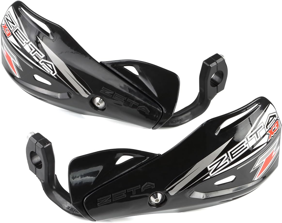 ZETA Racing Impact X3 Hand Guard, Black, Universal, Handlebar Clamp Type, Clamp Width: 0.6 inches 14 mm, Mud, Flying Stone, Protection, Motocross MX Race, Angle Adjustment, Dirt Freak F5438 Old