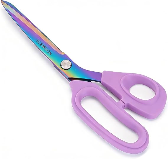 10" Scissors All Purpose, Heavy Duty Office Scissors | Sharp Blades and Comfort Grip Handle,Suit for Fabric Cutting, Clothing Craft & Sewing Projects, Light Purple