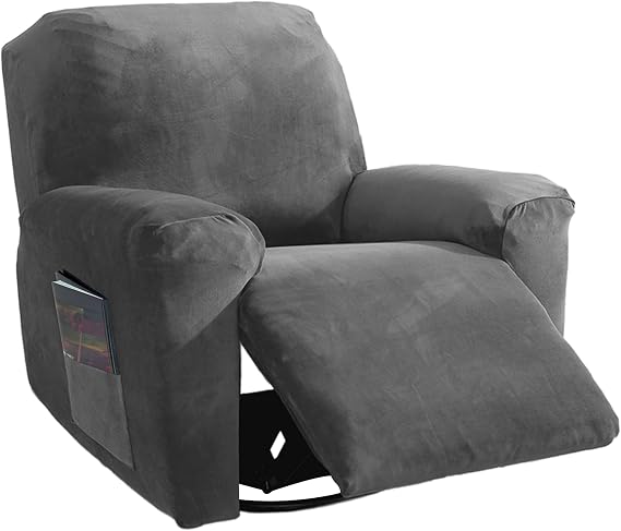 NORTHERN BROTHERS Stretchy Recliner Chair Covers, Velvet Recliner Covers, Lazy Boy Chair Cover (Light Grey, XL 1 Seat)