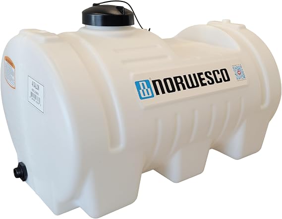 Norwesco Horizontal Leg Utility Tank, 46 Gallon Water Storage Container, White - Durable & Compact for Lawn Care and Construction Use
