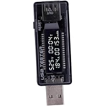 USB Metre Gerilim Akım Pil Voltmetre Ampermetre, 3'ü 1 Arada Siyah