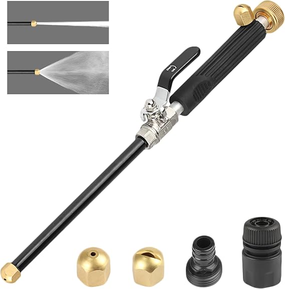 Hydro Jet High Pressure Power Washer Wand - Portable High Pressure Water Gun 2 Nozzles, Power Pressure Washer Hose Nozzle Attachment for Garden Hose, Pressure Washer Wand for Garden or Car Washing