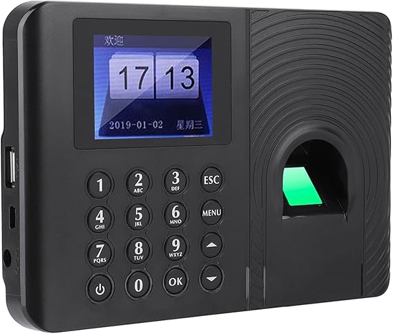 Hakeeta Digital Fingerprint Biometric Assistance Machine, 2.4 inch TFT LCD Screen Fingerprint Access Control Device Employee Time Attendance for Exits of Office, Factory, Hotel, School.(US)
