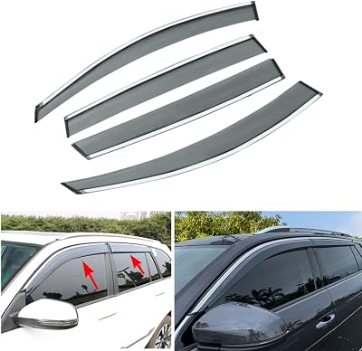 Car Side Window Wind Deflectors Guards Compatible for Ford Edge 2007 2008 2009 2010 2011 2012 2013 2014 Car Window Deflector Rain Guards Chrome Trim 4pcs