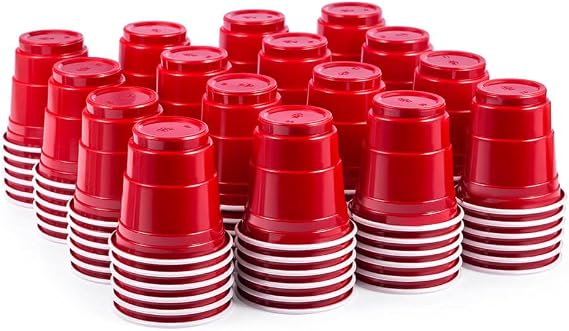 100ct 2oz. Mini Red Shot Cups, Disposable and Small Size Perfect for Party, Tastings, Sample and More