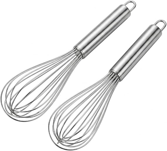 Deconox 2'li Paslanmaz Çelik Mini Çırpıcı Seti, 20 cm Tel Çırpıcı, Metal Saplı Yumurta Sos Krema Karıştırıcı, Askı Halkalı Mutfak Çırpma Aparatı