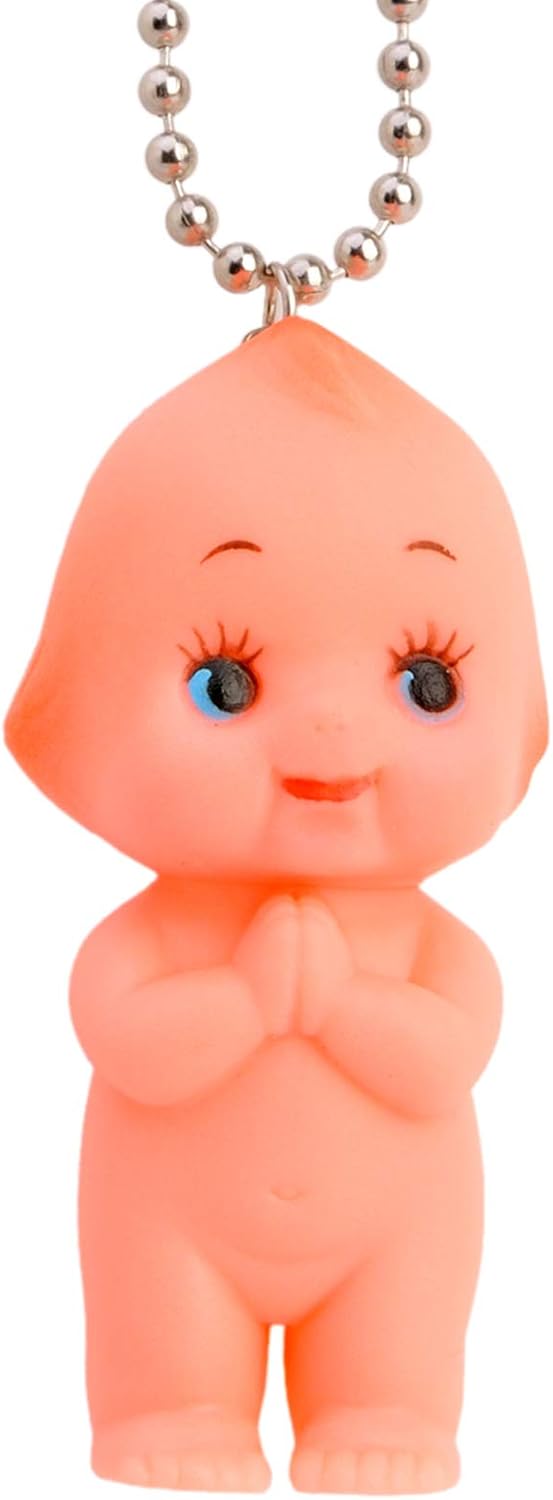 Original Japan Wish Pray Kewpie Baby Doll Ball Key Chain Pendant Necklace Charm Key-Ring Cupid Vintage Cameo Rubber Figure Toy