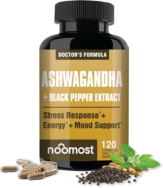 Ashwagandha 1200mg Supplement | 10% Withanolides with Black Pepper Extract | Pure Root Extract for Stress Relief, Promotes Energy, Mood, Helathy Sleep for Men & Women | 120 Capsules