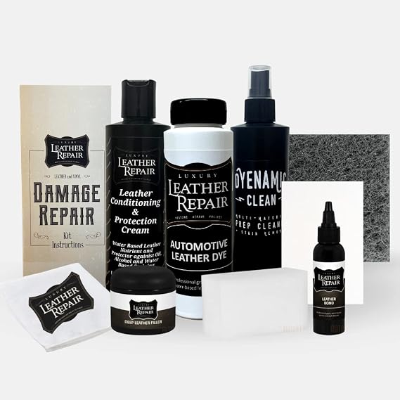 Luxury Leather Repair Automotive Damage Leather Repair Kit Compatible with BMW Leather Interiors Repairs Holes, TEARS, Cracks & CREASES Includes Leather Dye (Alaska Gray, 8oz)