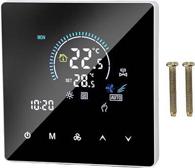 Air Conditioning Floor Heating Thermostat WiFi Smart Thermostat, Touchscreen Programmable for Central Air Conditioning and Floor Heating Voice Control for Home Office Hotel