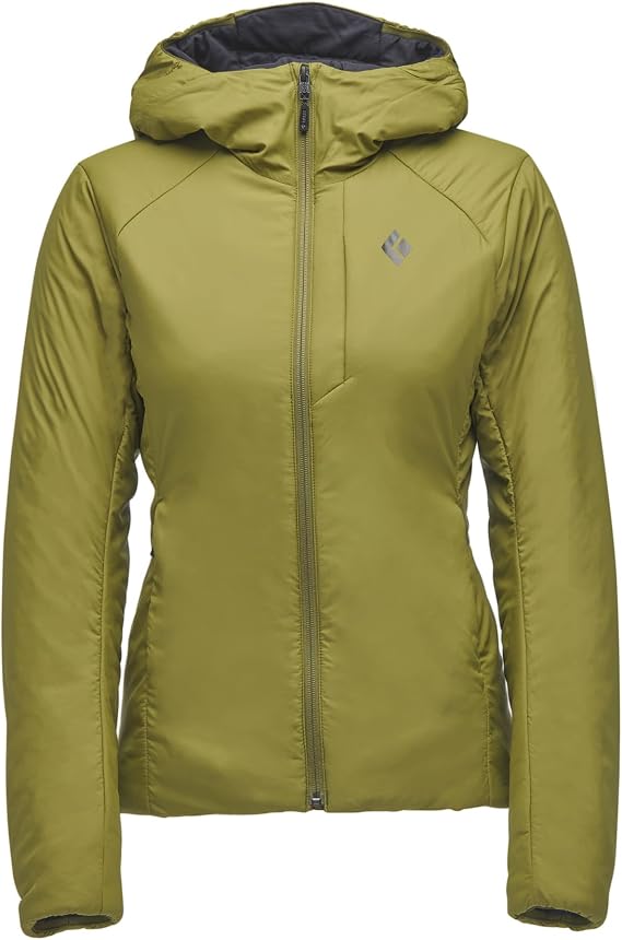 Black Diamond Womens First Light Stretch Hoody Jacket for Winter Adventures, Crag Green, Large
