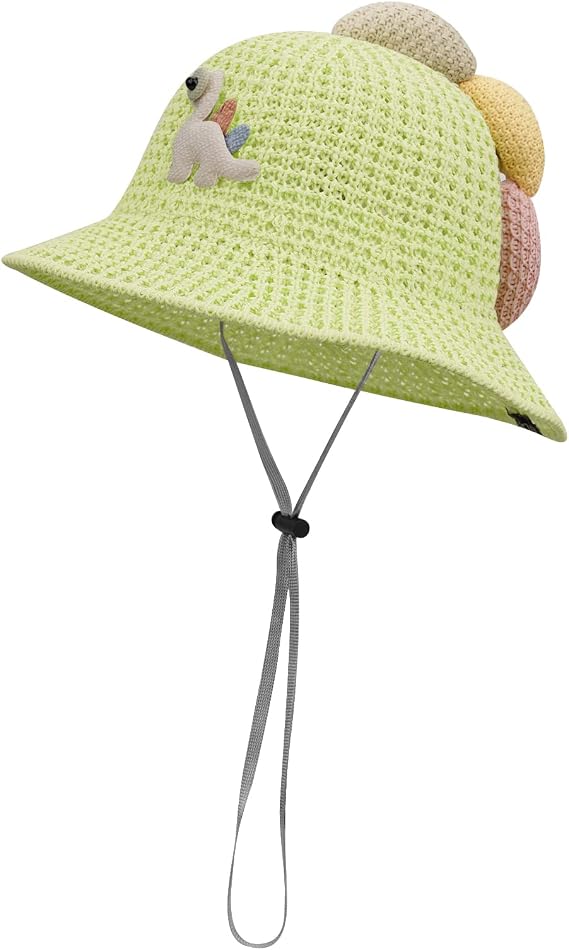 Clakllie Straw Hat, Children, Dinosaur Pattern, Cute, 2 to 5 Years Old, Kids Safari Hat, Ultra Lightweight, Breathable, Sun Protection, Heatstroke Prevention, Sun Protection, Boys and Girls, Nursery