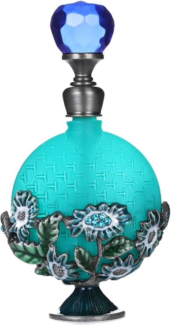 Yetaha 10ML Blue Jeweled Crystal Perfume Bottle for Home Decor Gifts