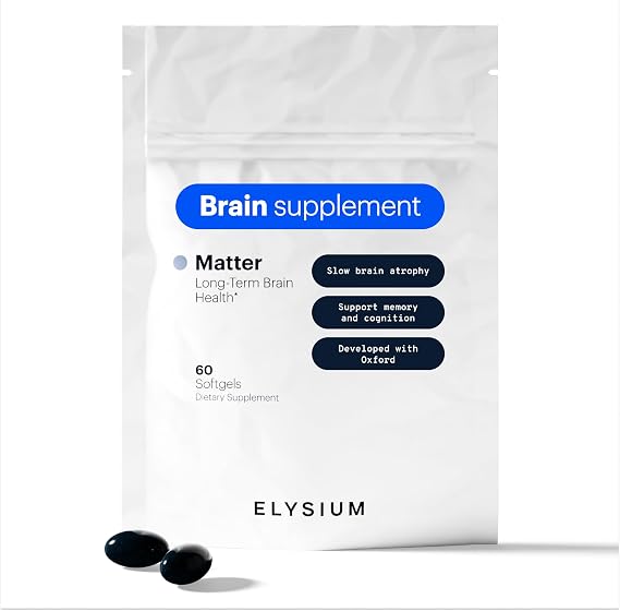 ELYSIUM Matter - 30 Servings - Brain Supplement for Memory and Focus Omega 3 Supplement + DHA - Vitamins to Support Brain Health and Memory