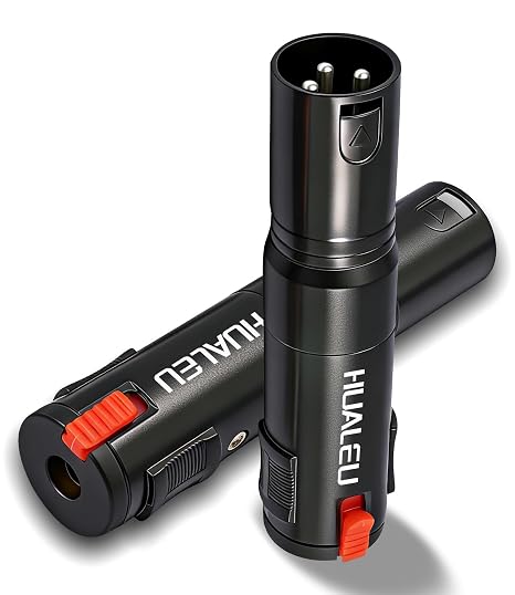 Lockable 1/4 TRS Female to 3Pin XLR Male Audio Adapter, Balance Locking 6.35mm to XLR Adapter for Microphones, Mixing Consoles, and Power amplifiers-2 Pack Black