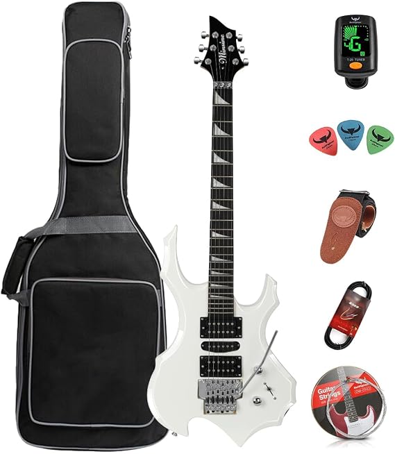 Bullfighter Electric Guitar Kit for Beginners, Solid Body HSH, White