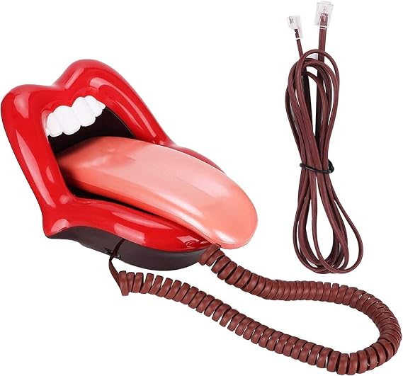 Corded Phone,Home Phone Multi-Functional Large Tongue Shape Telephone Desk Phone Home Decoration,A for Yourself or A Friend