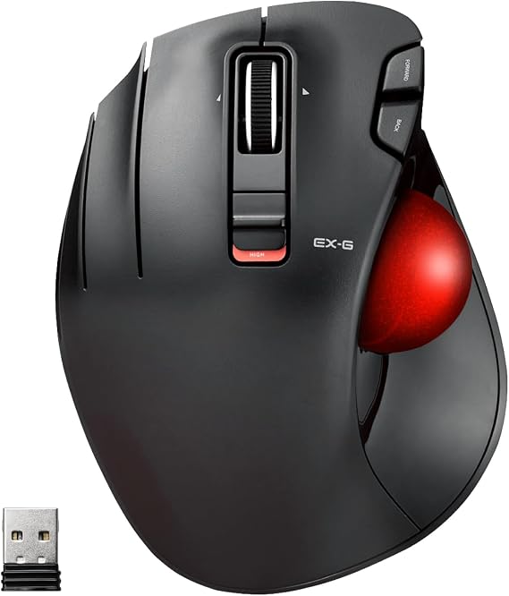 ELECOM EX-G Left Handed Thumb Control Trackball Mouse Wireless M-XT4DRBK-G