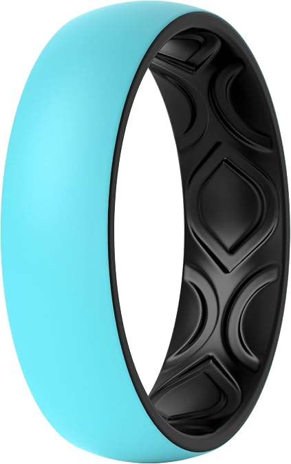 ThunderFit Silicone Wedding Bands for Women, Breathable 2 Layers 5.5mm Wide 1.5mm Thick - 1/4/8/10 Variety Multipack
