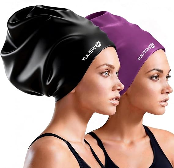 Extra Large Swim Cap and Swim Goggles Adult with Nose Cover, 4 Pack