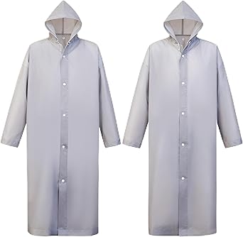 2Pcs Rain Coats - Reusable EVA Rain Ponchos for Adults Rain Jackets Raincoats for Men Women
