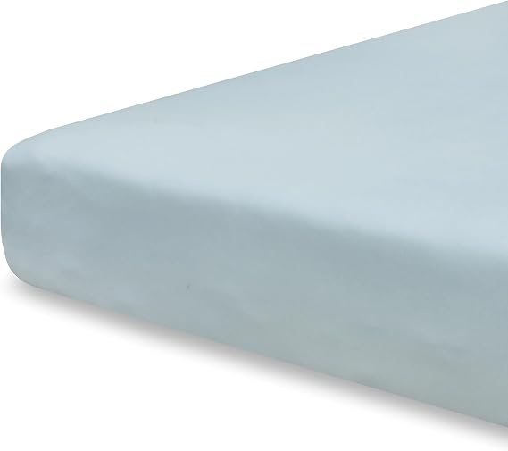 Pobi Baby Fitted Crib Sheet for Boys & Girls, Cotton Blend (Baby Blue) | Solid Color Crib Sheet, Standard Mattress 52x28, Toddler Mattress Sheets, Gender Neutral Crib Sheets, Machine Wash, Nursery