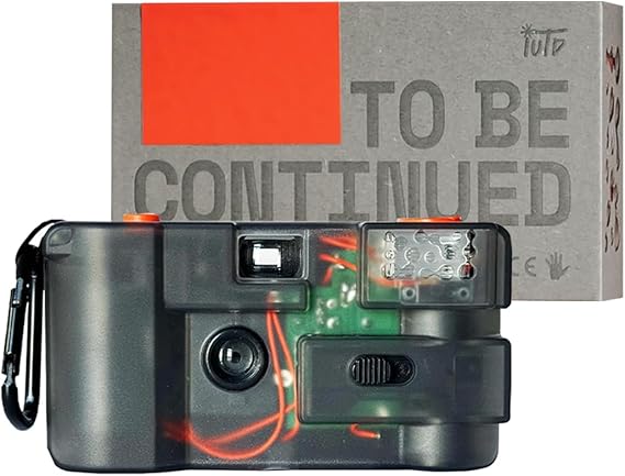 to Be Continued (TBC) Reusable 35mm Film Camera Transparent Design, 28mm Wide Lens, Reloadable and Analog, Built-in Flash, Point and Shoot