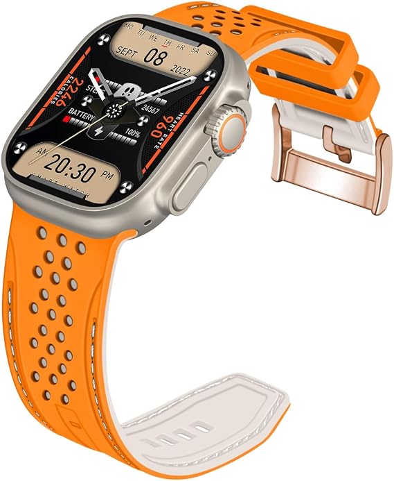 YISIWERA スポーツシリコン防水バンド Apple Watchバンド 38mm 40mm 41mm 42mm 44mm 45mm 49mm レディース メンズ ソフトシリコン 通気性ストラップ iWatch Series 9 8 7 6 5 4 3 2 1 Ultra SE用