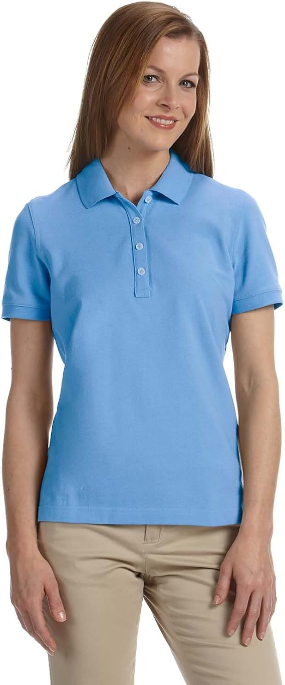 Ashworth 1146C Ladies Combed Cotton Piqu? Polo-Short Sleeve Shirts-Medium-Blue