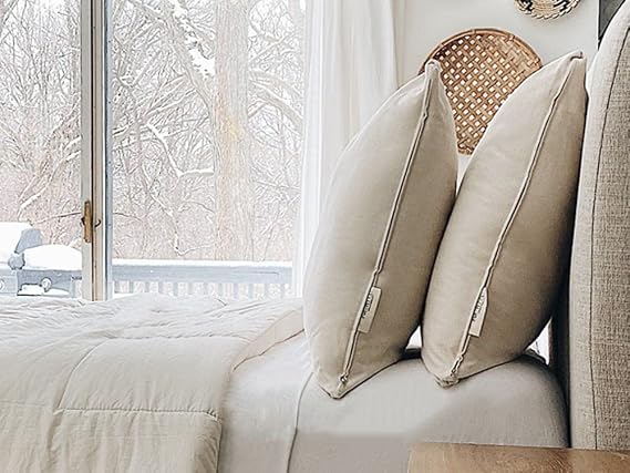 The Futon Shop Kapok Pillow, Perfect Pillow for Side Sleepers, Pillow for Neck and Shoulder Pain, Pillows Queen Size Set of 2. The Perfect Fluffy Pillows, Queen Pillows 2 Pack